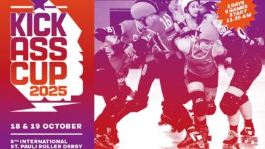 Flyer vom Kick Ass Cup 2025 mit Skatenden