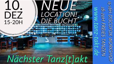 Flyer queere TanzParty TanzTakt mit DJane Denise Lau in Die Bucht am 10.12.23