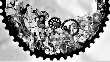 Fahhradkranz mit verschiedenen Personen